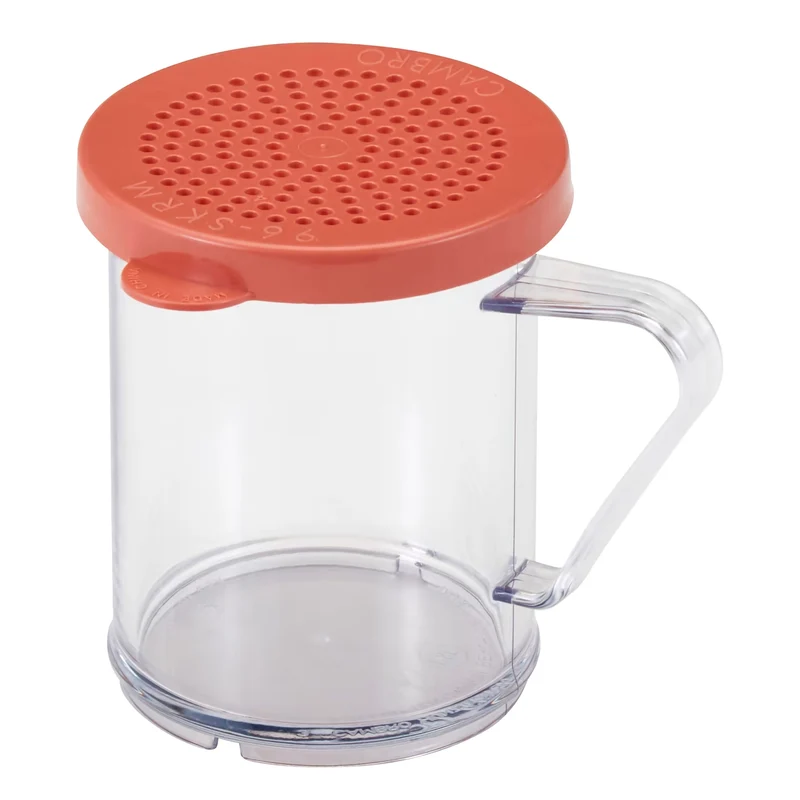 Shaker with Lid Cambro Polycarbonate W/RED MED GRAINPRODUCT LID CLR 10OZ D/S MK-1238584