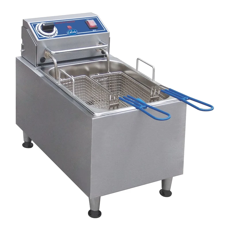 Countertop Electric Fryer Globe Food Equipment Stainless Steel S/STL 16LBS D/S MK-1250964