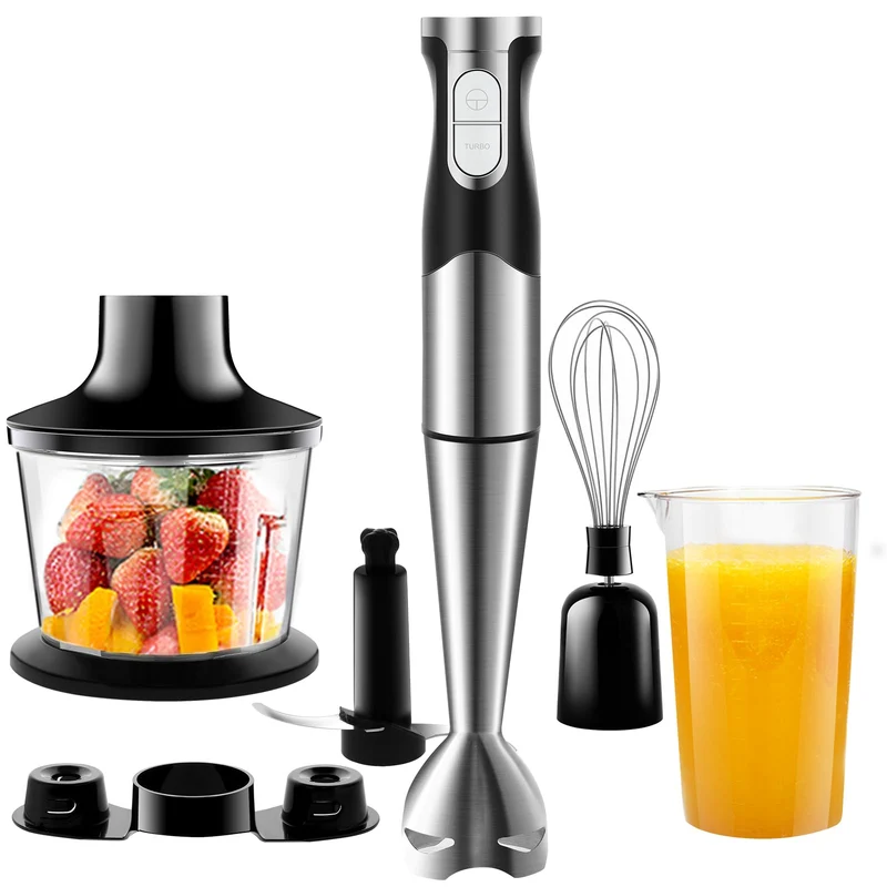 NWOUIIAY Frullatore a Immersione 1200W 6 in 1 Frullatore Tritatutto Multifunzionale con Acciao Inossidabile 304 Multifunzione Mixer Immersione con Turbo Presa Antiscivolo Velocità Regolabile