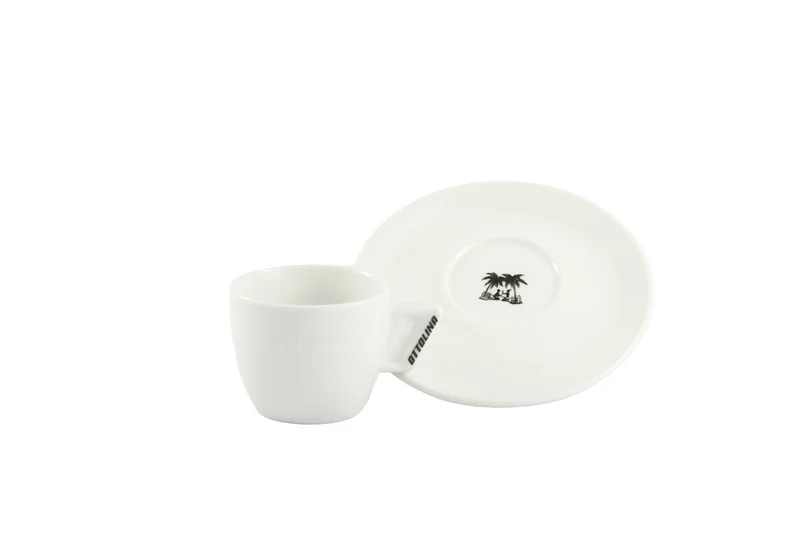 Caffè Ottolina 4oz. White Cappuccino Cup w/saucer