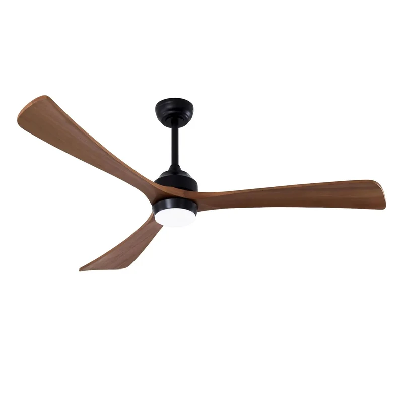 62 Inch Solid Wood Blade Ceiling Fan With Integrated Lighting And Wireless Remote Quiet DC Motor Six Speeds Reversible Flow Delivers Smooth Cooling To Living Rooms Patios And Bedrooms