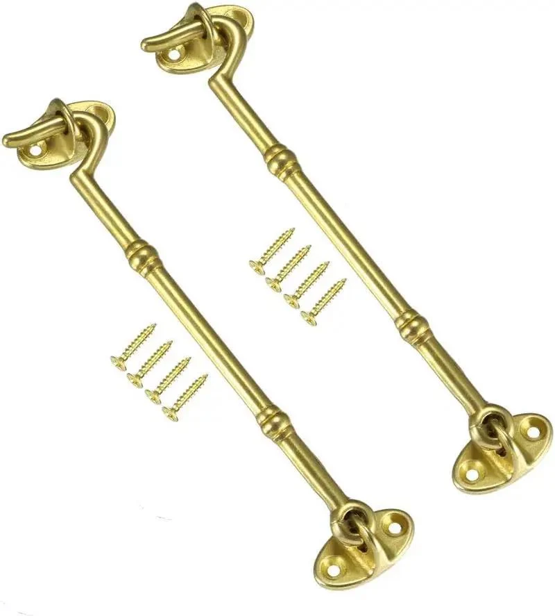 Hella Durable Solid Brass Swivel Hook And Eye Latch For Yard Gate And Entry Door With Included Mounting Screws And Rust Resistant Gold Finish That Locks Down Tight All Year Round