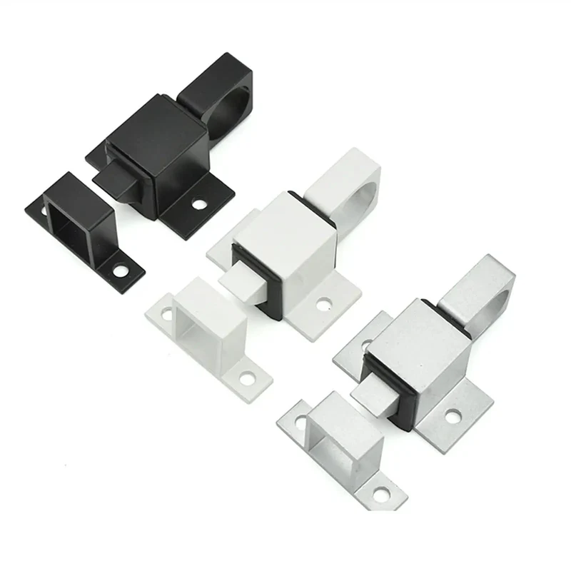 Heavy Duty Spring Latch Auto Close Door Lock In Slick Silver Aluminum Build For Hotels Offices And Secure Gates Easy Snap Install No Bells Or Whistles Just Rock Solid All Day Performance