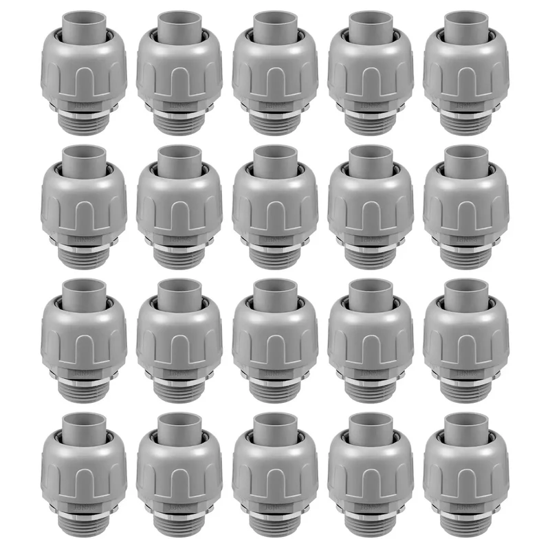 Twenty Pack Half Inch Liquid Tight Connectors Tough As Nails Nylon Flexible Conduit Fittings Lock Secure Weather Proof Pro Level Electrical Wiring Hardware Built For Rough Jobs