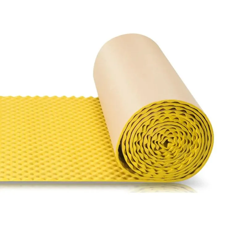 High Density Egg Crate Soundproof Acoustic Foam Rolls With Peel And Stick Backing To Mute Room Echoes And Level Up Your Home Recording Setup Across This 32 Foot Yellow Dampening Strip