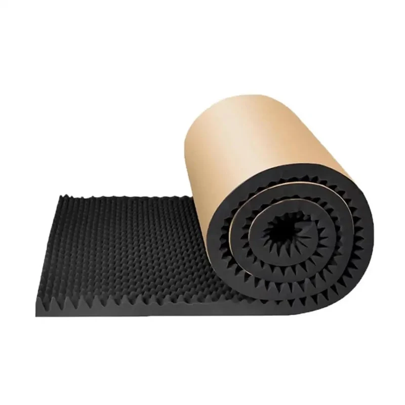 Big Time Black Egg Crate Acoustic Foam Self Stick Heavy Duty Wall Panels 10 Meter Roll 7cm Thick High Density Fire Resistant Sound Absorbing For Studio