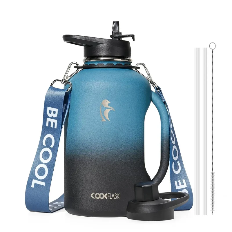 Half Gallon Insulated Water Jug With Comfy Grip Handle Keeps Your Drinks Ice Cold All Day Long No Fuss Carry Design Perfect For Gym Sessions Road Trips Or Heavy Duty Hydration