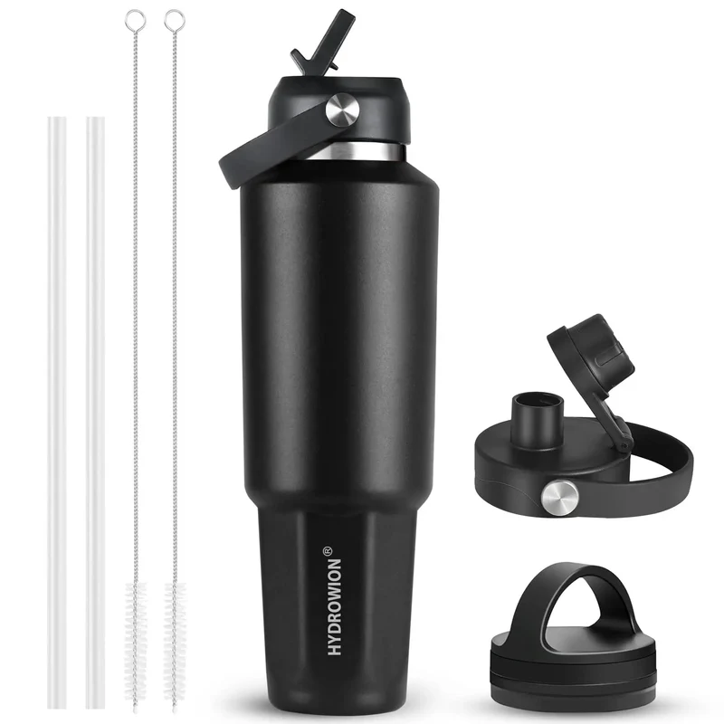 Stainless Steel Forty Oz Insulated Water Bottle Triple Wall Copper Core Keeps Cool Drinks Frosty Solid All Day With Tight Seal Straw Lid Built Different For Road Trips