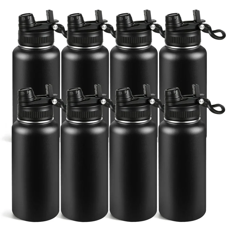 Bulk 8 Pack 32 Oz Double Wall Vacuum Insulated Stainless Steel Water Bottle With Leak Proof Flip Lid And Tote Handle, Keeps Your Sip Ice Cold Through The Daily Grind, Boss Level Hydration Essential For Gym Commute And City Life