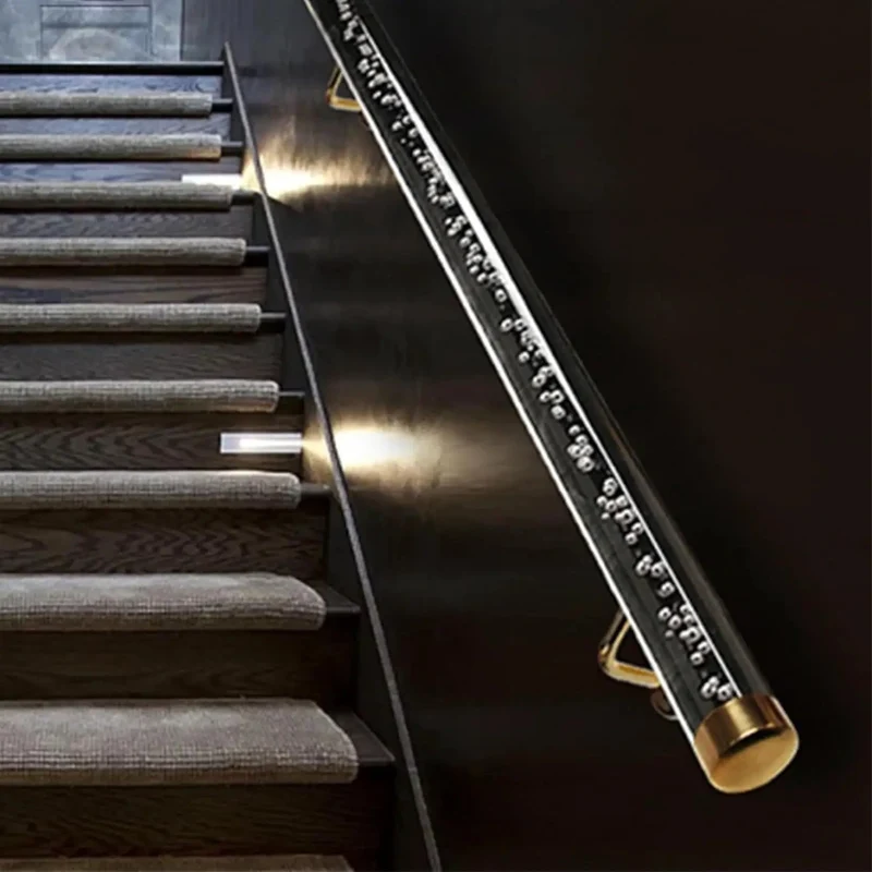 Heavy Duty Slick Acrylic Stair Handrail With Killer Non Slip Grip And Rock Solid Stainless Steel Brackets For Safe Indoor Porch Staircase Railing And Loft Grab Bar Complete Kit