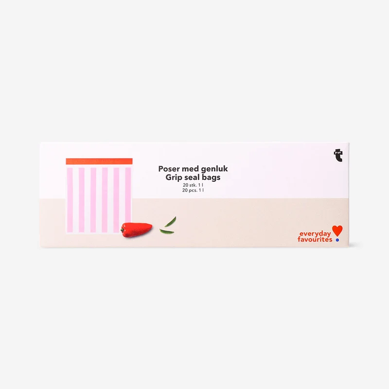 1L grip seal bags with zip closure - 20 pcs