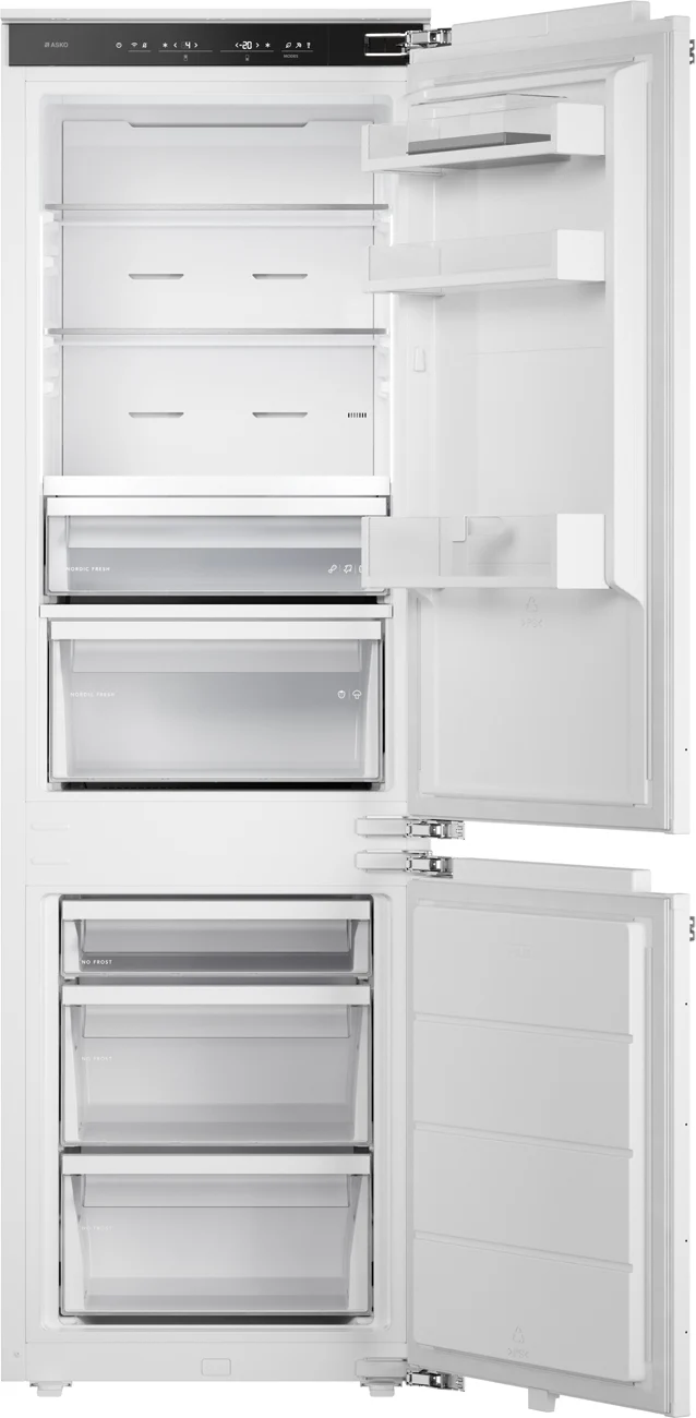 Ⓜ️🔵🔵🔵 ASKO RBC 276 DNC1 - Frigorifero combinato da incasso, frigo sopra e congelatore sotto, vano congelatore No Frost, cerniere autoportanti, bianco, 60 x 178 cm, installabile come side-by-side, Nuova classe C