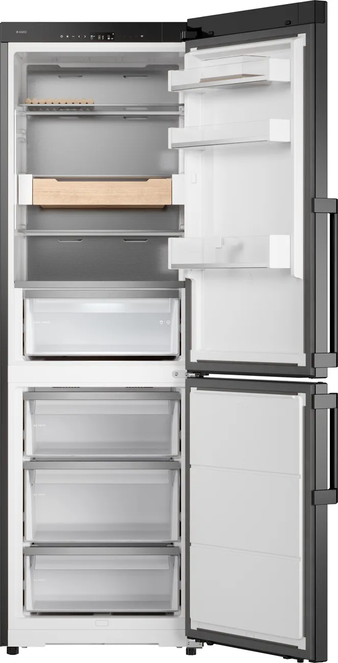 Ⓜ️🔵🔵🔵 ASKO RFC 586 KNBB1 - Frigorifero combinato, frigo sopra e congelatore sotto, Total No Frost, libera installazione (incassabile), BLACK STEEL (acciaio nero), 60 x 186 cm, Nuova classe B