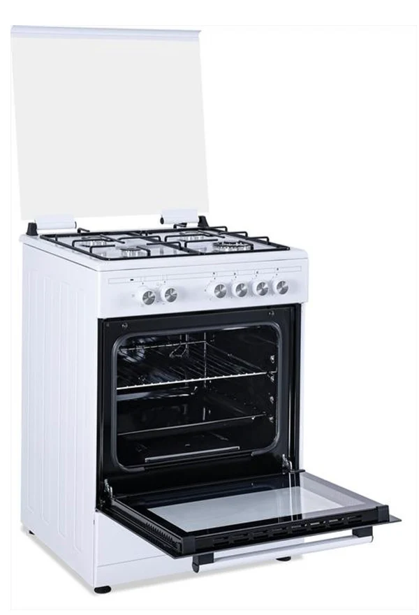 Ⓜ️🔵🔵🔵 SCHAUB LORENZ SS631GEW - Cucina BIANCA, piano cottura 4 fuochi gas di cui uno tripla corona, sicur gas, 60x60cm, forno a gas con grill, coperchio in cristallo, classe A