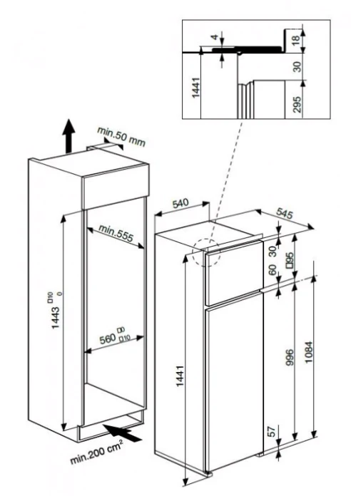 Ⓜ️🔵🔵🔵👌 Indesit IN D 2040 AA - Frigorifero Doppia Porta, 204 litri, Incasso, Classe A+