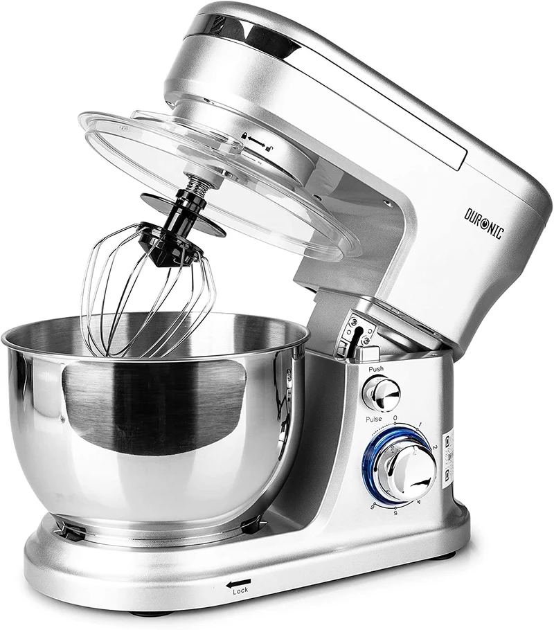 Duronic SM104 Robot da cucina | Impastatrice elettrica 1000 W | 6 Velocità e funzione pulse | Ciotola da 4 L e paraspruzzi | 3 ganci inclusi | Ideale per pasticceria e impasti