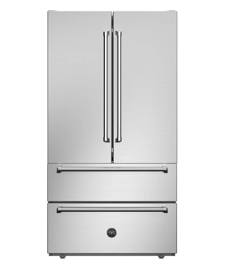 Ⓜ️🔵🔵🔵 BERTAZZONI REF904FFNXTC + 901248 - Frigorifero French Door, Libera Installazione, 90 cm, Acciaio Inox, Serie Master, 449L Frigorifero, 187L Congelatore, Nuova Classe E