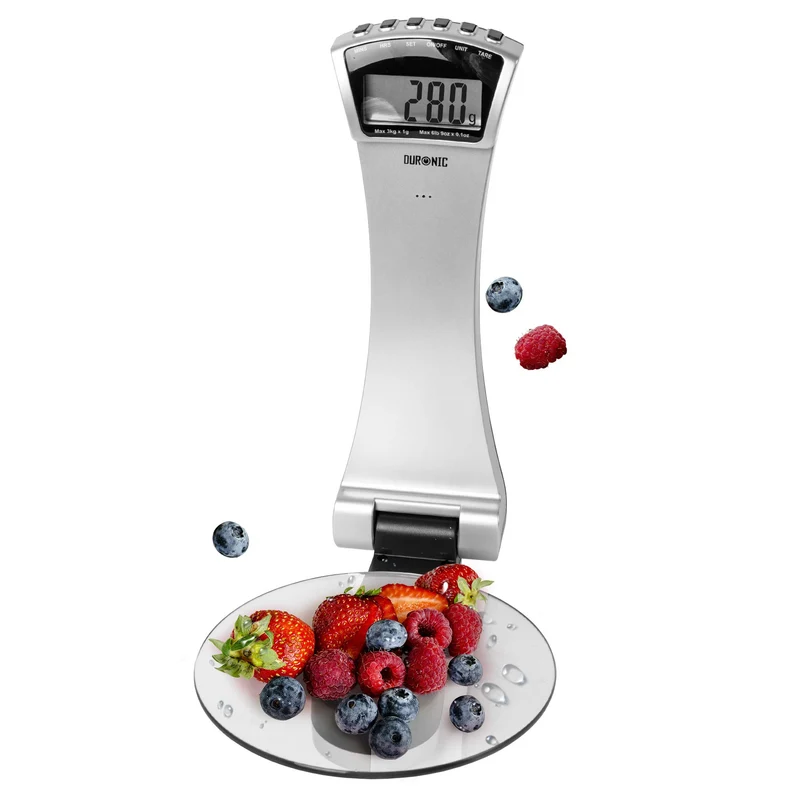 Duronic KS4000 Bilancia da cucina elettronica da muro - Bilancia ad alta precisione con piattaforma in vetro - Portata 1g / 3 kg - Funzione tara - Ideale per cucina e pasticceria