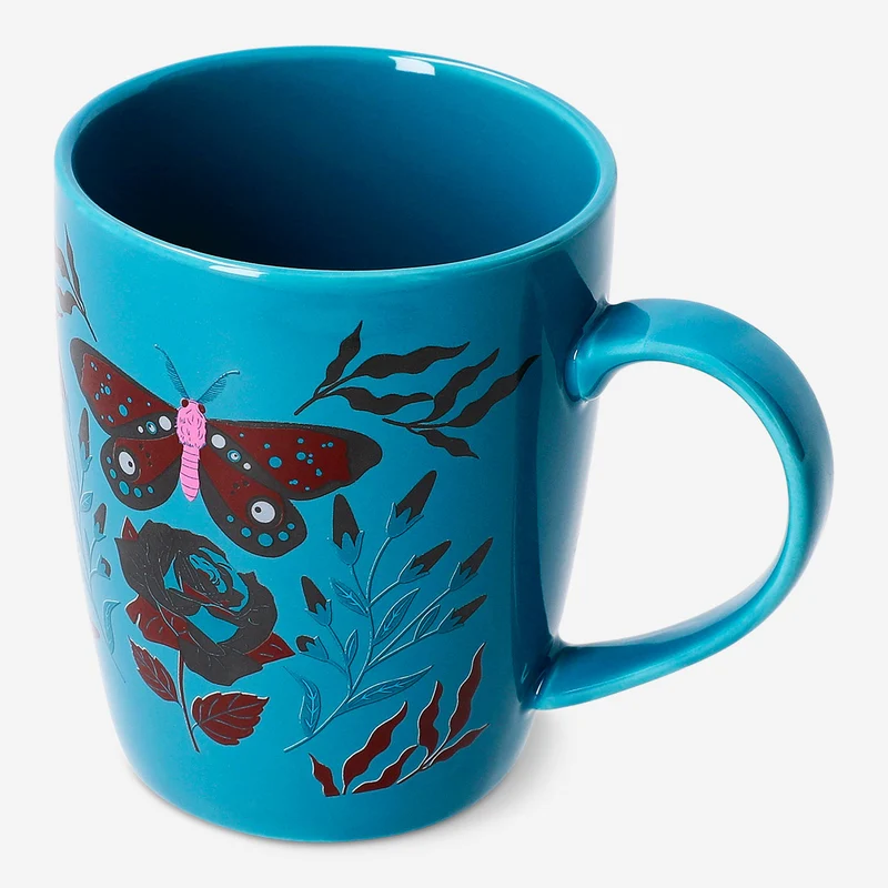 Mug with blue gothic print - 340 ml