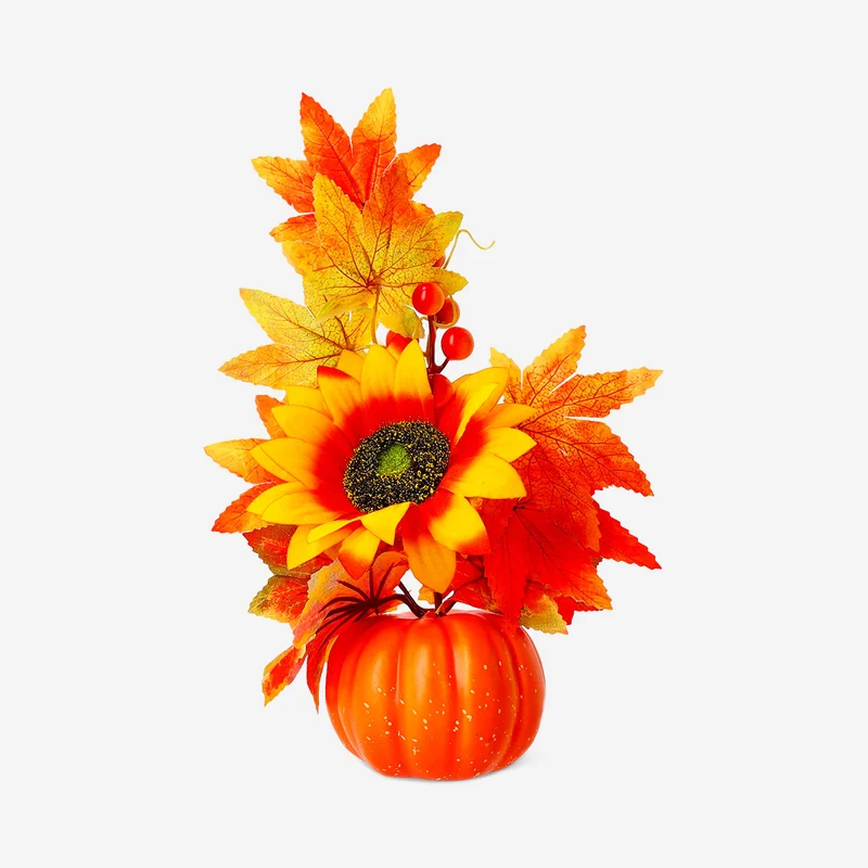 Decorative flower - Pumpkin and sunflower decoration - 20 cm