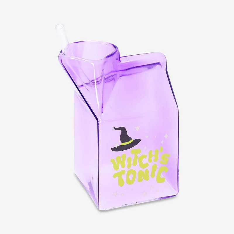 Milk carton glass with straw - 530 ml