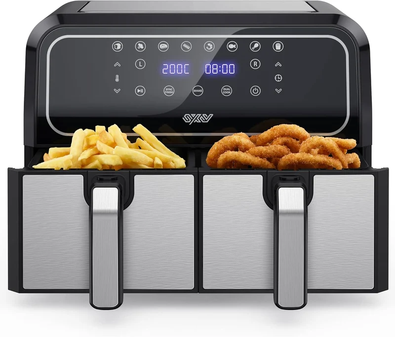 Innsky Friggitrice ad Aria 5,5 Litri, 1700W Friggitrice ad Aria Calda con 11 Programmi, Air Fryer con Funzione di Preriscaldamento, Sbrinamento, Keep Warm, Ricette Italiane