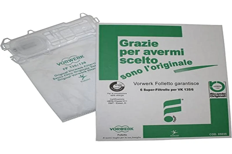 BaristaItaliano Confezione da 6 Sacchetti Originale per Folletto Vk 135 136, Aspirapolvere Vorwerk Originali