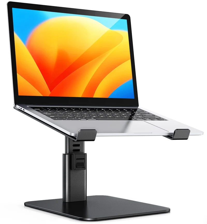 Babacom Supporto PC Portatile, Laptop Stand Ergonomico in Alluminio, Ventilato Porta PC con 8 Tipi di Angoli Regolabili, Compatibile con Computer/MacBook/Air/PRO/Microsoft Surface, 10"-16" (Nero)