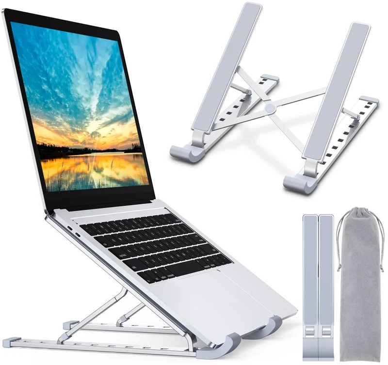 Babacom Supporto PC Portatile, 9-Levels Regolabile Raffreddamento Supporto Laptop, Alluminio Ventilato Porta PC, Leggero Notebook Riser Compatibile con MacBook PRO Air, Altri 10-15,6” Laptop