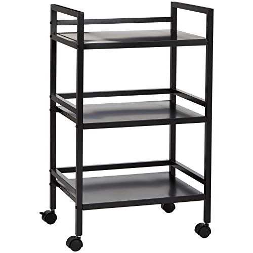 Amazon Basics - Carrello su ruote, portaoggetti, a tre ripiani, Nero