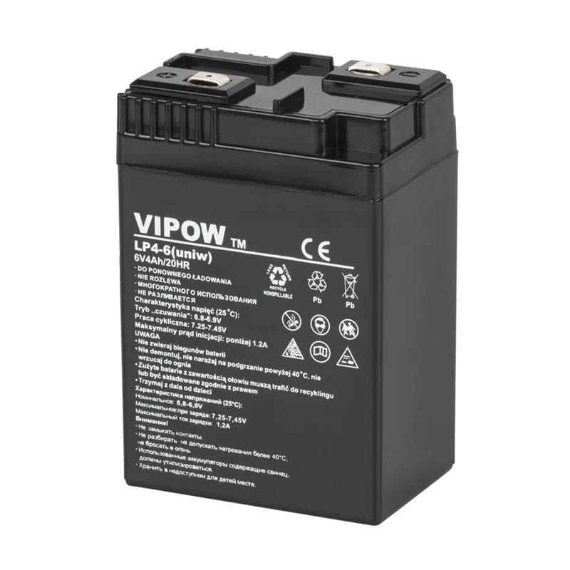 Batteria al gel Vipow, senza manutenzione, a lunga durata, 6V 4Ah, BAT0204