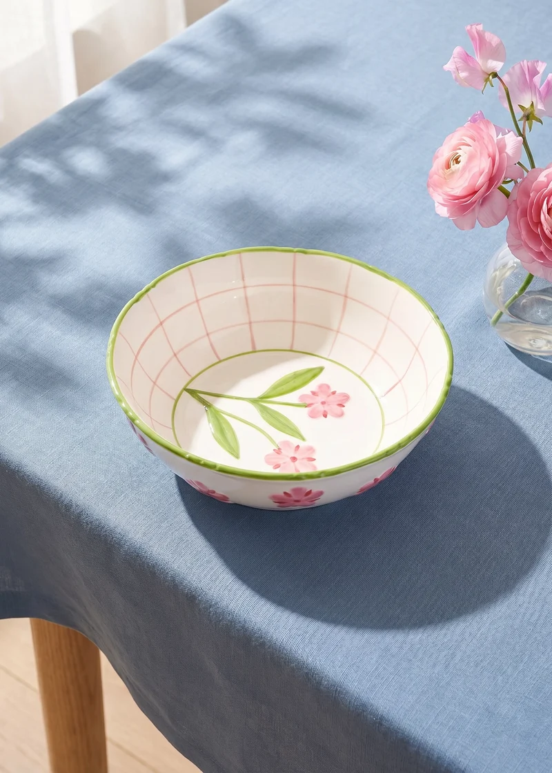 Ceramic bowl with embossed flower - 21 cm