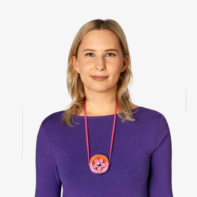 Flower fan with neck strap