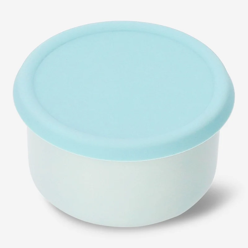 Green ceramic food container with silicone lid - 11 cm