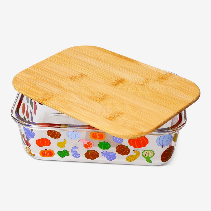 Glass food container with pumpkins - 22 cm