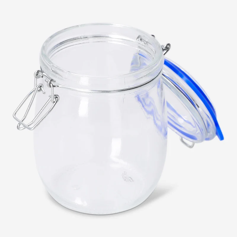 Glass jar with navy rim - 14 cm