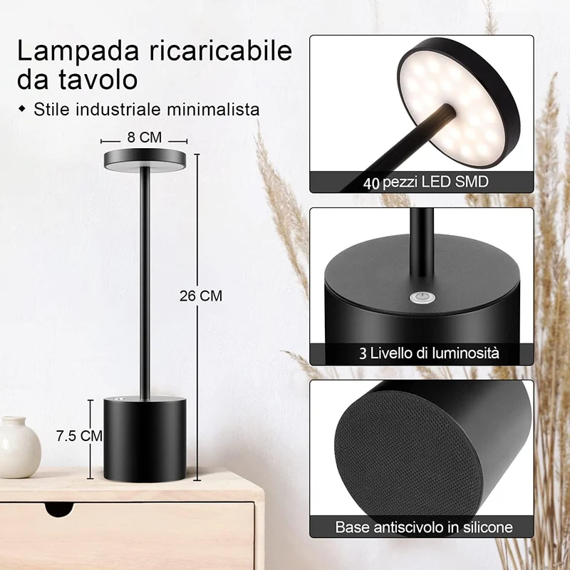 Lampada da Tavolo Senza Fili LED Ricaricabile – Acquista Online