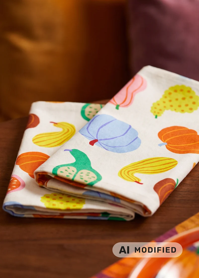 Fabric napkins with pumpkin print - 2 pcs