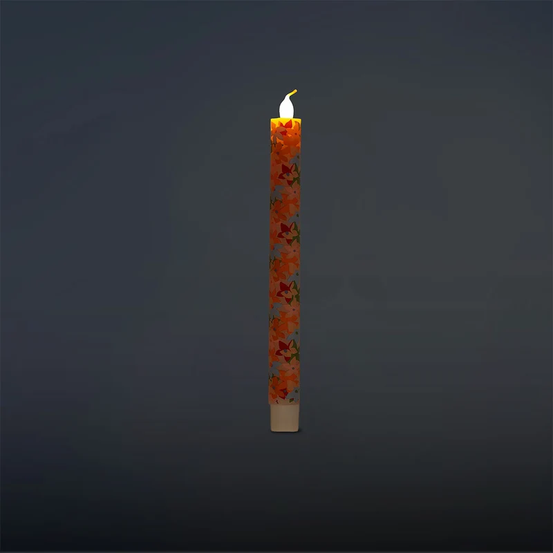 LED dinner candle with floral print - 24 cm
