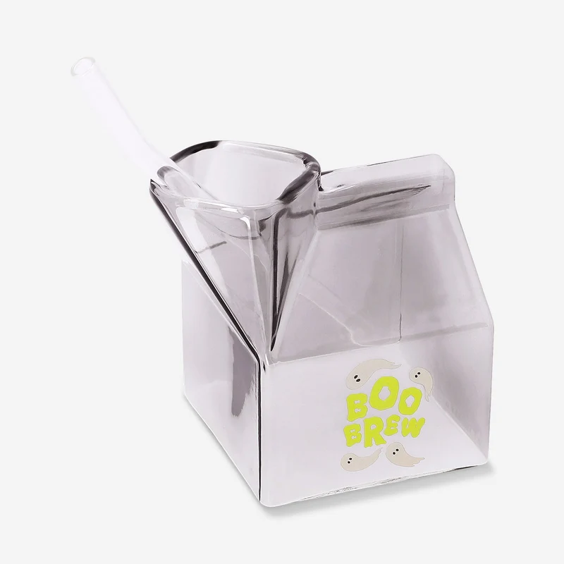 Milk carton glass with straw - 350 ml