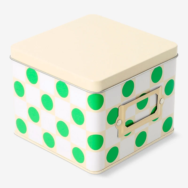 Square cake tin with green dots - 12x12 cm