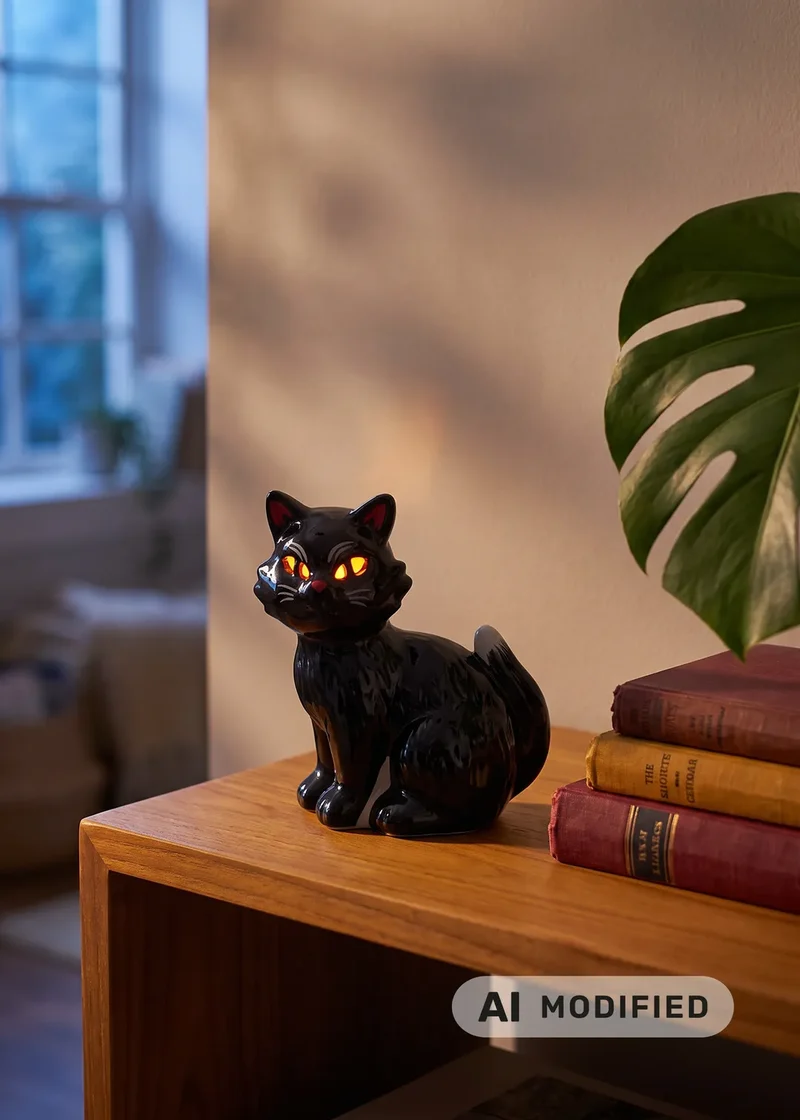 Glowing LED black cat