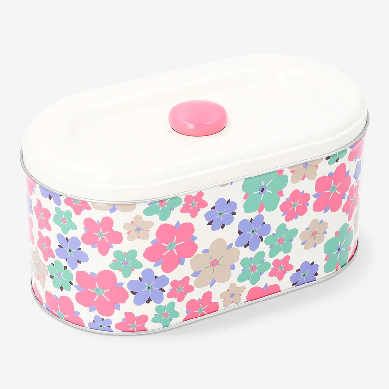 Oval cake tin with floral print - 23x13 cm