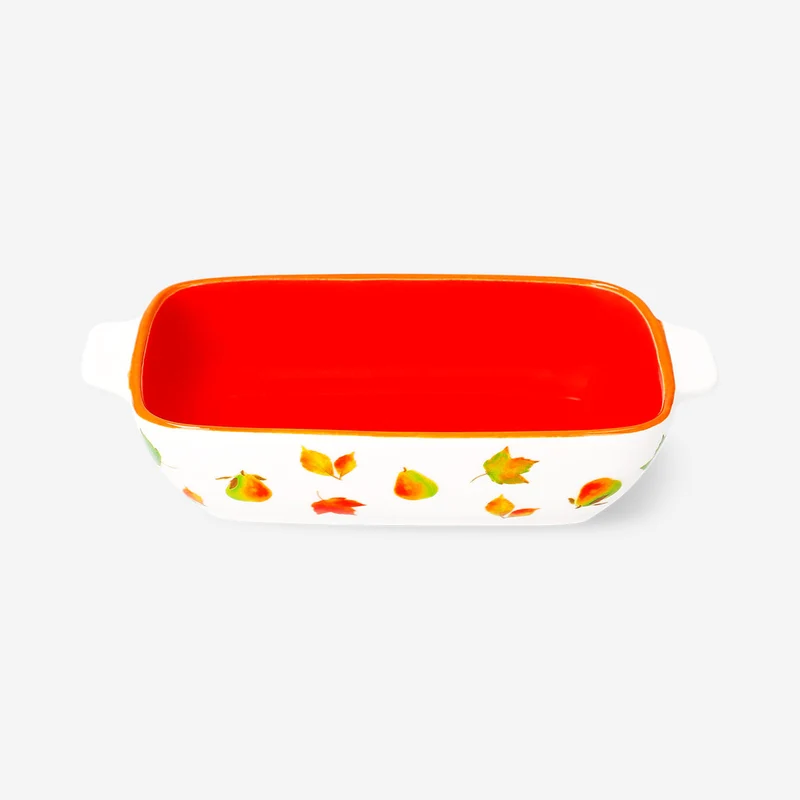 Ceramic oven dish with leaf design - 12x20 cm