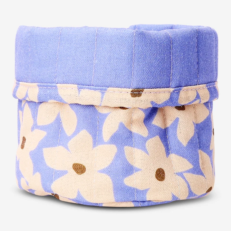 Textile storage basket with floral print - 14 cm