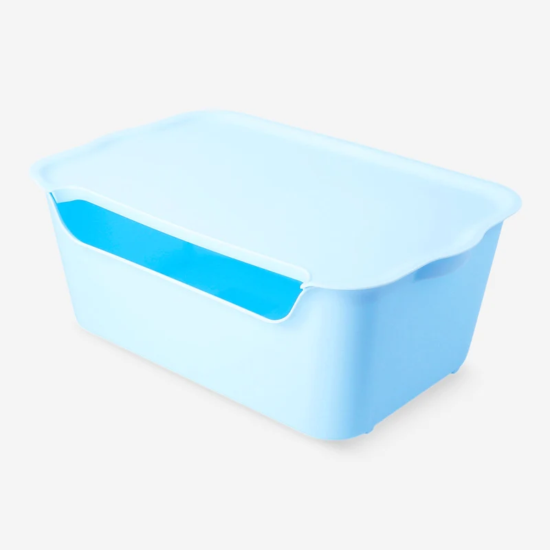 Blue storage box with lid - 26x40 cm