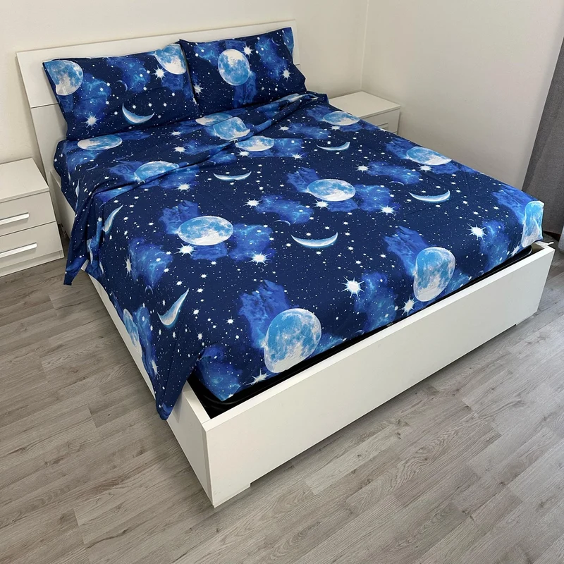 Completo Letto Matrimoniale 100% cotone Cielo Stellato