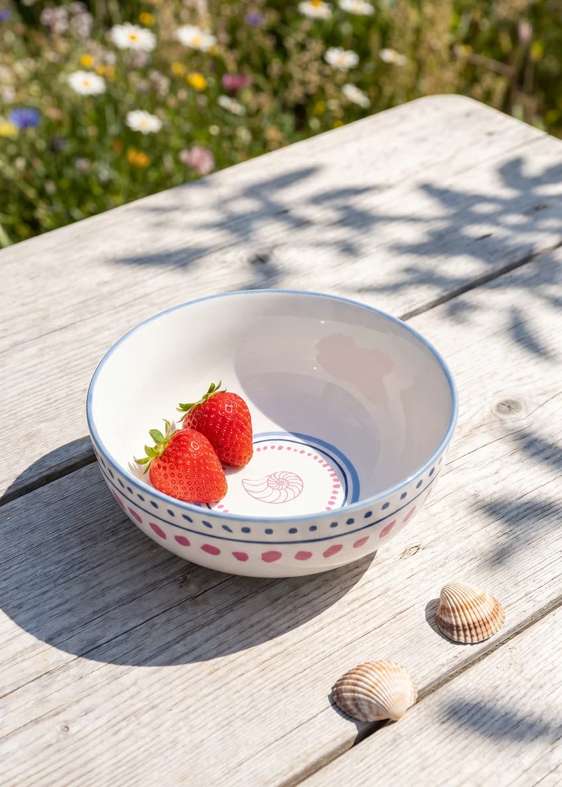 Ceramic bowl with dots and seashell - 12 cm