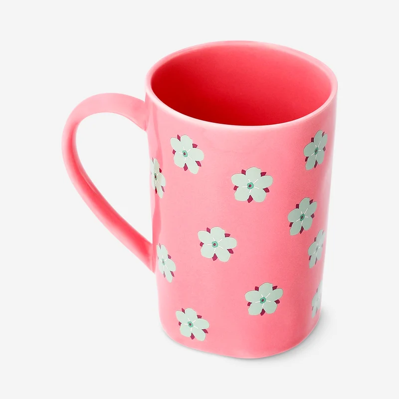 Pink mug with flowers - 570 ml