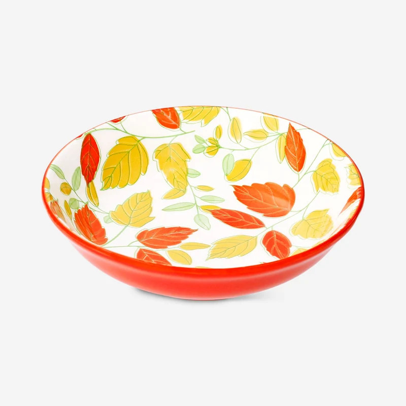 Low bowl with leaf print - 14 cm